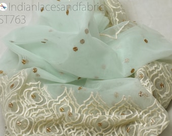 Mint Indian Wedding Dupatta Embroidered Net Long Dupatta Chuni Bridal Veil Sequins Lehenga Embroidery Stoles Festival Punjabi Dress Chunni