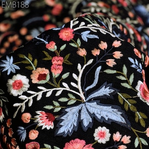 Indian Embroidered by the yard Fabric Sewing DIY Crafting Embroidery Wedding Dresses Fabric Costumes Dolls Bags Cushion Covers Table Runners