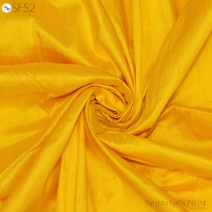 Tissu de soie brute indien pur Dupioni jaune par l&#39;yard Dupion Costume couvre artisanat couture taies d&#39;oreiller abat-jour draperie