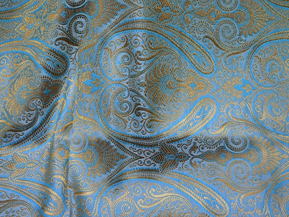 Light Sky Blue Brocade Fabric by the Yard Banarasi Brocade | Etsy