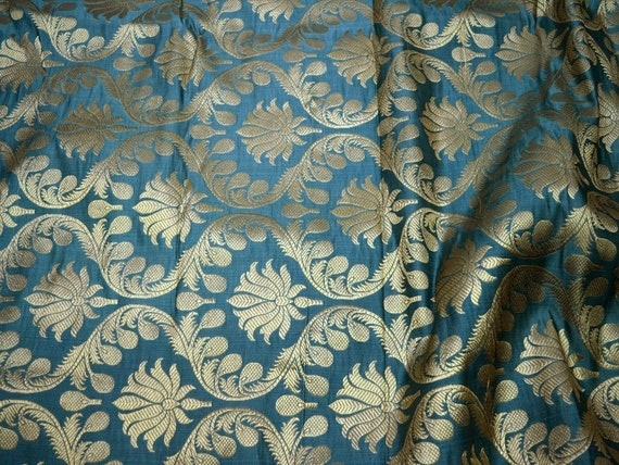 Blue Embroidered Fabric Indian Embroidery Cotton Fabric by the Yard Sewing  Fabric DIY Crafting Wedding Dress Costumes Doll Bag Home Decor 