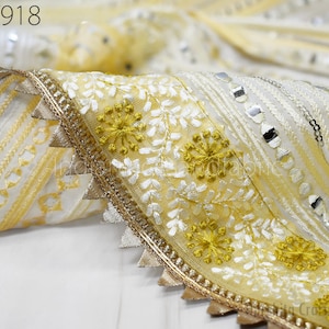 Indian Dupatta Mirror Work Embroidered Customized Wedding Georgette Long Women Dupatta Bridal Veil Lehenga Embroidery Stoles Chunni Gift