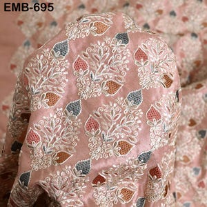 Embroidered Fabric by the yard Sewing DIY Crafting Indian Embroidery Wedding Dress Theatrical Historical Costumes Waistcoat Longline Jackets