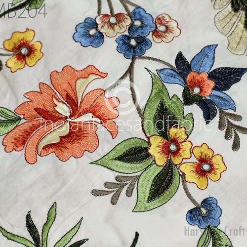 Indian Embroidered Dupioni Fabric by the Yard Sewing Crafting Etsy