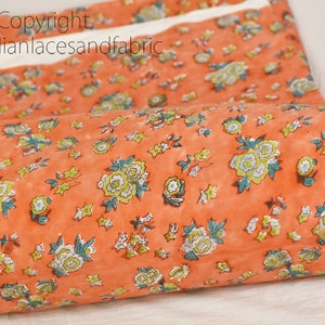 Peach Indian Block stampato tessuto morbido tagliato a misura Home Decor tendaggi tenda timbrato a mano cucito Crafting bambini abiti estivi