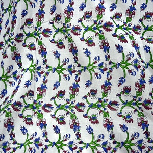 Indian Hand Block Print floral Design Fabric by yard Home Furnishing Fabric For Kids Costume Sewing Crafting Drapes Nursery Quilting Pillow