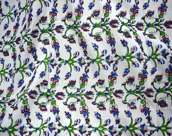 Indian Hand Block Print floral Design Fabric by yard Home Furnishing Fabric For Kids Costume Sewing Crafting Drapes Nursery Quilting Pillow