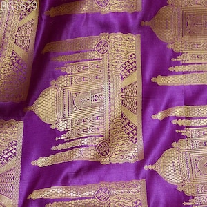 Purple Brocade Fabric by the Yard Indian fabric Wedding Dress Making Banarasi Brocade Lehenga Gown Home decor Cushion Cover Banaras Fabric