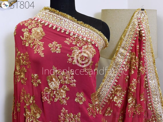 Buy Magenta Dupatta Bridal Wedding Lehenga Georgette Heavy Chunni Veil Gota Patti Sequin Scarf Indian Fabric Dresses Costume Gift Her Bridesmaid Online in India Etsy