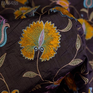 Old Lavender Embroidery Fabric by the yard Sewing DIY Crafting Indian Embroidered Wedding Dresses Costumes Tote Bags Table Runners Blouses