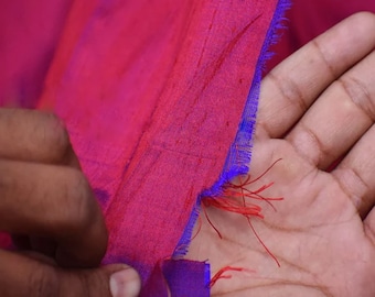 Iridescent Red Blue Pure Dupioni Fabric Yardage Wedding Bridesmaid Dresses Indian Raw Silk Dupion Crafting Sewing Upholstery Drapery