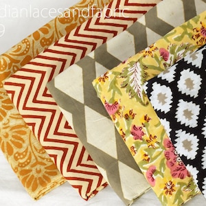 5 Piece Assorted Scrap Bundle Cotton Fabric 1.5 yard Assorted Colors Design Scrap Remnants Indian Cotton Fabric Quilting Crafting Home Decor