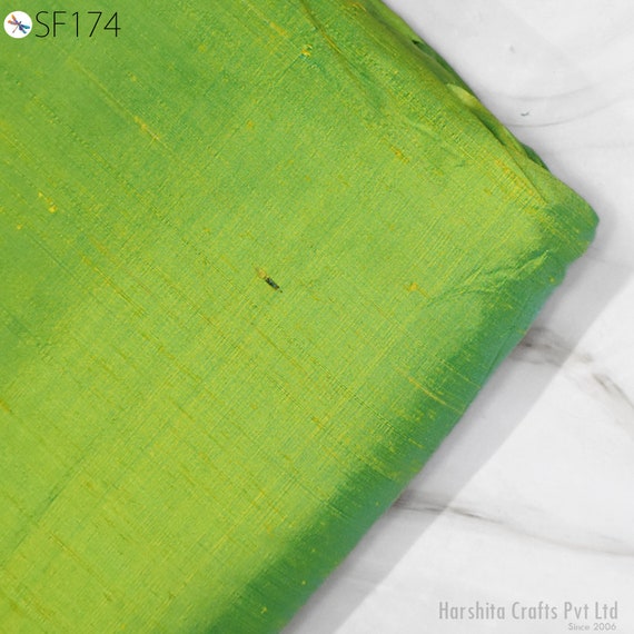 Iridescent Turquoise Yellow Indian Pure Dupioni Raw Silk Fabric by Yard Sewing Costumes Wedding Dresses Skirt Upholstery Curtain Home Decor