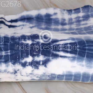 Indian Handmade Cotton Tie Dye Indigo Shibori Blue Color Dyed By Hand Women Summer Dresses Quilting Sewing Crafting Cloth Fabric By The Yard