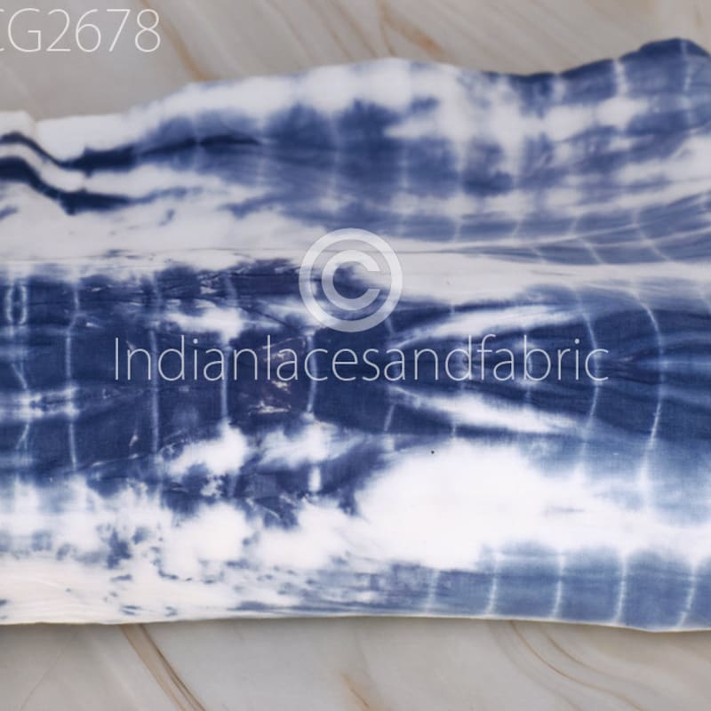 Blue - Shibori Tie-Dye Cotton 3pc Unstitched Dress Material Suit Set 03