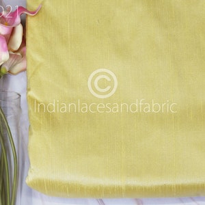Pale Yellow Poly Dupioni Fabric by the Yard Indian Fabric Crafting Wedding Bridesmaid Dress Sewing Costumes Cushions Cover Home Decor Drapes