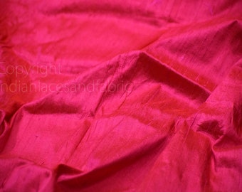 Raspberry Red Pure Dupioni Fabric Raw Silk by the Yard Indian Wedding Dresses Pillow Cover Drapery Cushions Costume Sewing Waist Coat Blouse