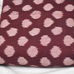 Burgundy Ikat Cotton Fabric Yardage Handloom Fabric Sold By Yard Summer Dresses Material Home Decor Yarn Dyed Remnant Quilting Table Runners
