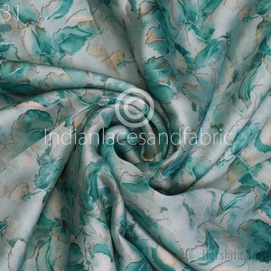 Printed fabric By Yard Indian Satin Georgette Flowy Floral Fabric Soft Summer Dress Shirt Comfortable Clothing Party Costumes Drapery Sewing