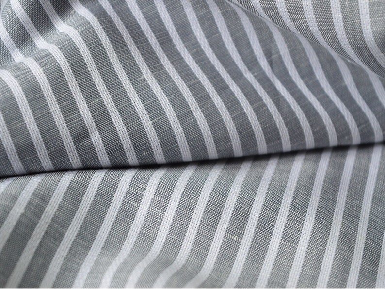 Extra Wide Pure Striped Linen Fabric by the Yard Gray Stripes Etsy