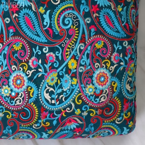Indian Paisley Embroidered Fabric by the Yard Georgette Embroidery Sewing Curtain Crafting Summer Women Dress Material Drapery Home Decor