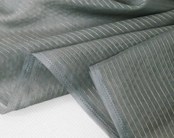 Grey Organza Dupatta – Gold Zari Bridal Veil – Ethnic Indian Wedding Chunni Scarf – Lehenga Wrap – Fabric for Costumes & Gift for Her