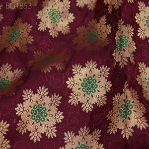 Banarsi Borgogna Crafting Cucito Gonna in tessuto jacquard Broccato indiano a misura Abito da sposa da d'onore Cappotto Fodere per Cuscino