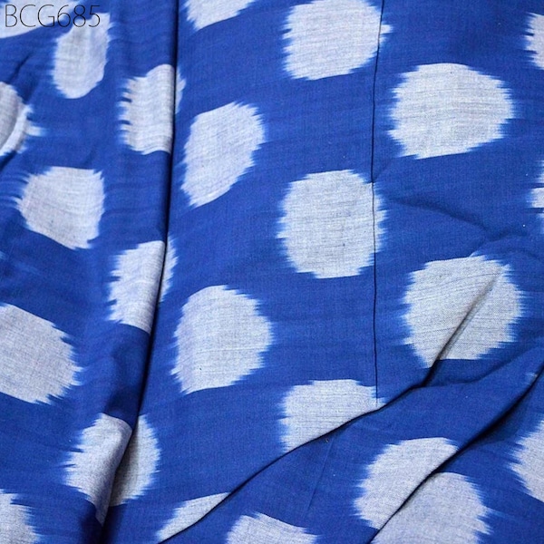 Blue Indian Handloom  Ikat Cotton Fabric by yard Homespun Upholstery Fabric Quilting Sewing Crafting Summer Dress Cushion Pillow ikat fabric