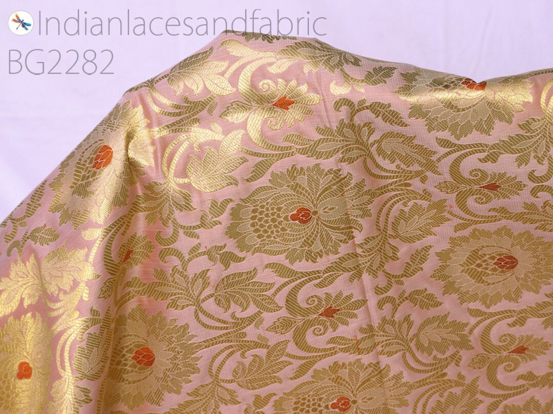 Salmon Pink/Gold Silk Brocade JV-1578/3 Fabric main image 0