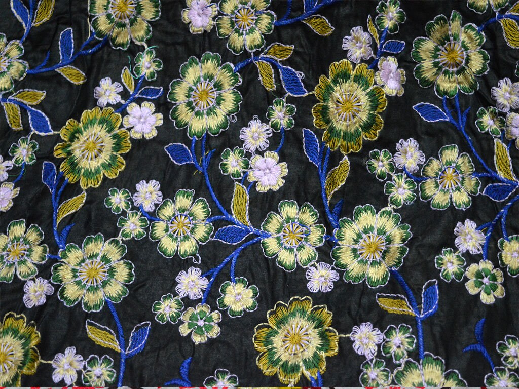Embroidered Cotton Fabric by the Yard Indian Fabric Sewing Etsy