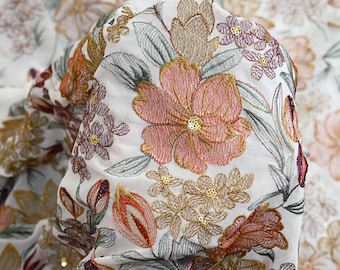 Indian Embroidery Fabric by the Yard Ivory Georgette Embroidered Sewing Crafting Summer Women Dress Material Textile Home Decor Curtains