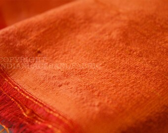 Orange Plain Pure Dupioni Silk by the Yard Indian Raw Silk wedding dresses costume sewing crafting Cushion Covers Table Runner Curtain