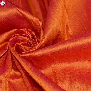 Iridescent Orange Hot Pink Dupioni Silk Fabric Yardage Indian Raw Silk Wedding Dresses Cushion Covers Curtain Plain Silk Sewing Crafting
