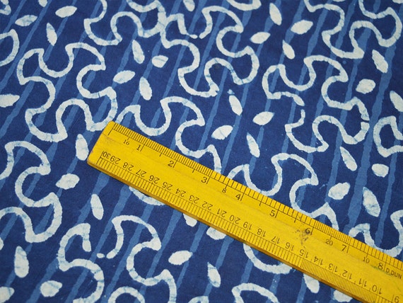 Tessuto Cotone Stampa Blocco A Mano Floreale Blu Indiano 5 Iarde - Foto 2