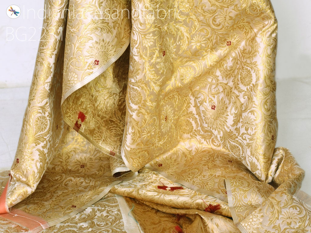 Rose Gold/Beige Silk Brocade JV-1542 Fabric main image 0