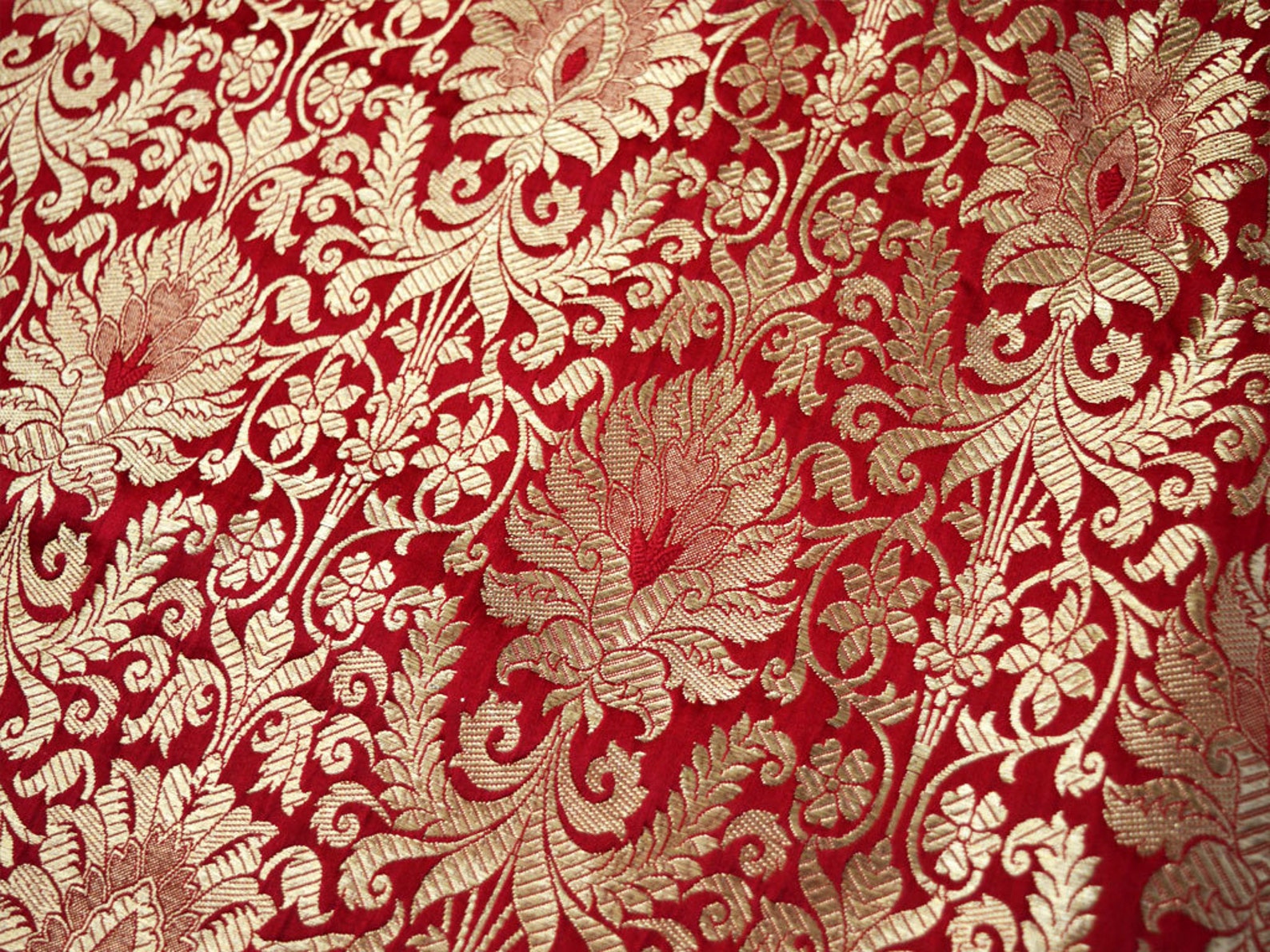 Tissu de brocart de soie Tissu de brocart de soie de Banarasi - Etsy France