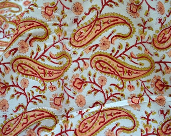 Quilting Fabric Block Printed Cotton Hand Printed Indian Fabric Soft Cotton fabric by yard Fabric for summer dress Crafting sewing accessory