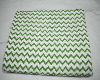 Green Indian Block Printed Soft Cotton Fabric by the yard Quilting Hand Stamped Print Women Kids Summer Dress Boho Sewing Crafting Drapery