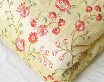 Indian Embroidered Dupioni Fabric by the Yard Sewing Crafting Embroidery Wedding Dresses Costumes Cushion Covers Table Runners Upholstery