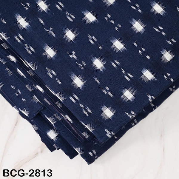 Navy Blue Ikat Fabric Cotton sold by yard Handloom Double Ikat Yardage Home Decor Women Summer Dresses Shorts for Kids Drapery Pillowcases