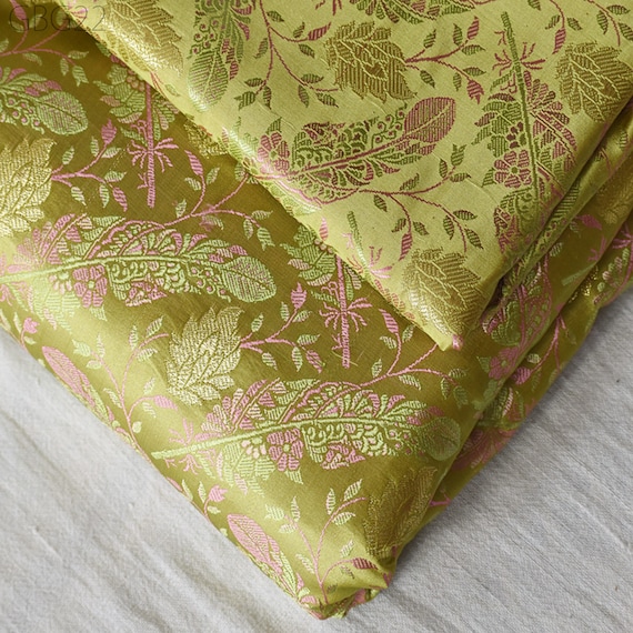 jacquard silk dress material Mustard Yellow Embroidered Silk Dress Material with Pure Silk Jacquard Dupatta