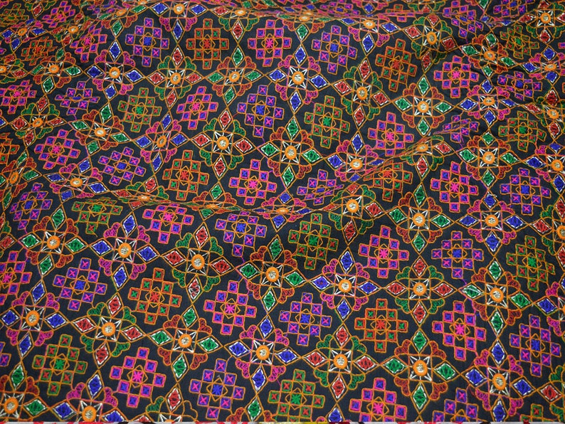 Indian Boho Fabric Multi Color Kutch embroidery Fabric Sewing Etsy