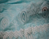 52 39 39 Mint Blue Embroidered Fabric Summer Evening Dresses Crafting Indian Cotton Fabric by the Yard Sewing Skirt Costumes Table Runners Decor