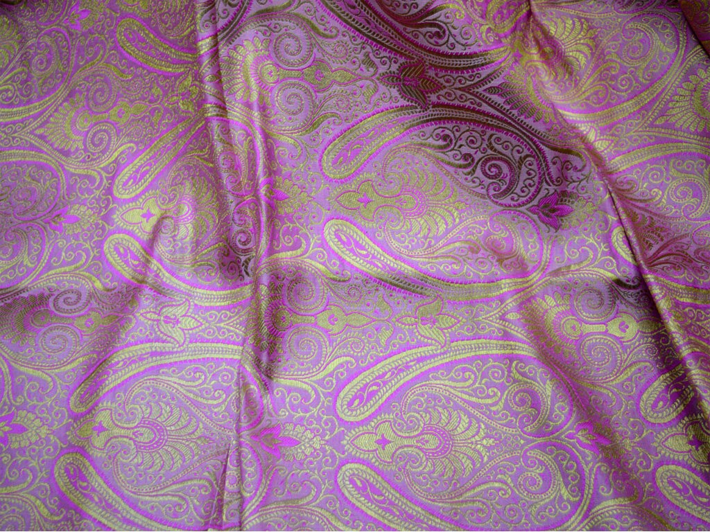 Lilac Brocade Fabric by the Yard for Wedding Dress Banarasi - Etsy
