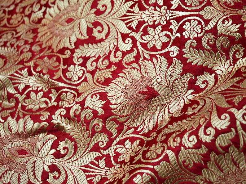 Red brocade fabric aalalaf