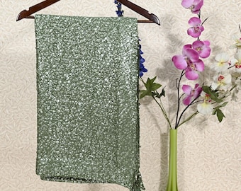 Moss Green Georgette Designer Dupatta for women Bridal Wedding lehenga Chunni/Veil Sequin Scarf Indian Dress Stole Ideal Gift Bridesmaid