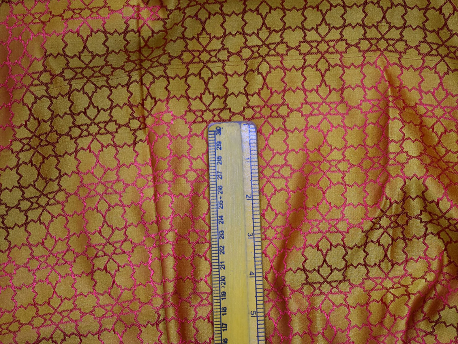 Red Yellow Jacquard Fabric By The Yard Brocade Wedding Dress | Etsy