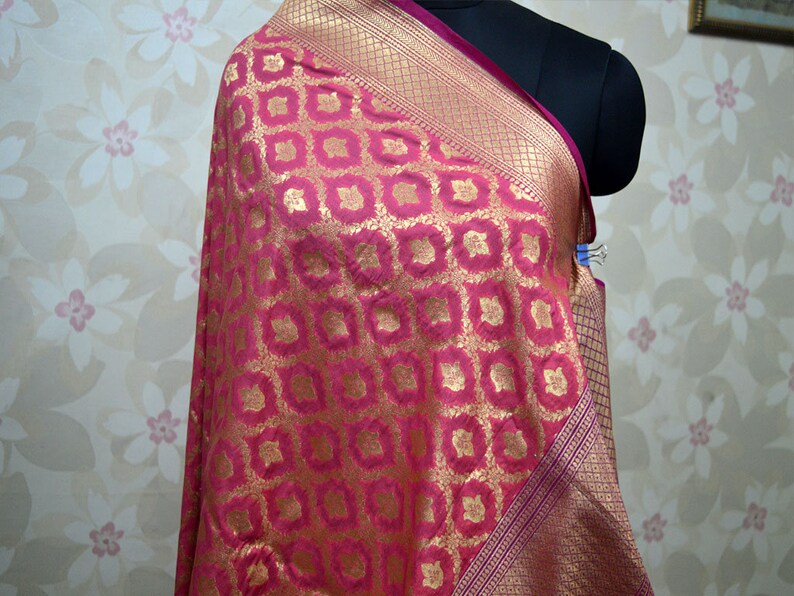 Banarasi Dupatta Long Wedding Silk Scarf Indian Brocade Scarf Women stole Christmas Gifts ethnic bohemian scarf Evening Scarves