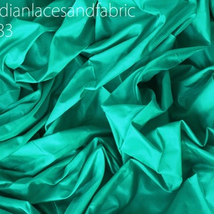 60 gsm Silk Fabric by the yard Indian Green Soft Pure Plain Silk Wedding Dress Bridesmaid Costume Party Dress Cushions Drapery Craft Sewing