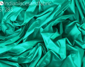 60 gsm Silk Fabric by the yard Indian Green Soft Pure Plain Silk Wedding Dress Bridesmaid Costume Party Dress Cushions Drapery Craft Sewing